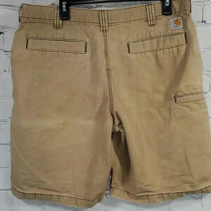 Carhartt Men's Cargo Shorts Size 36 Relaxed Fit Tan Flat Front Canvas Duck